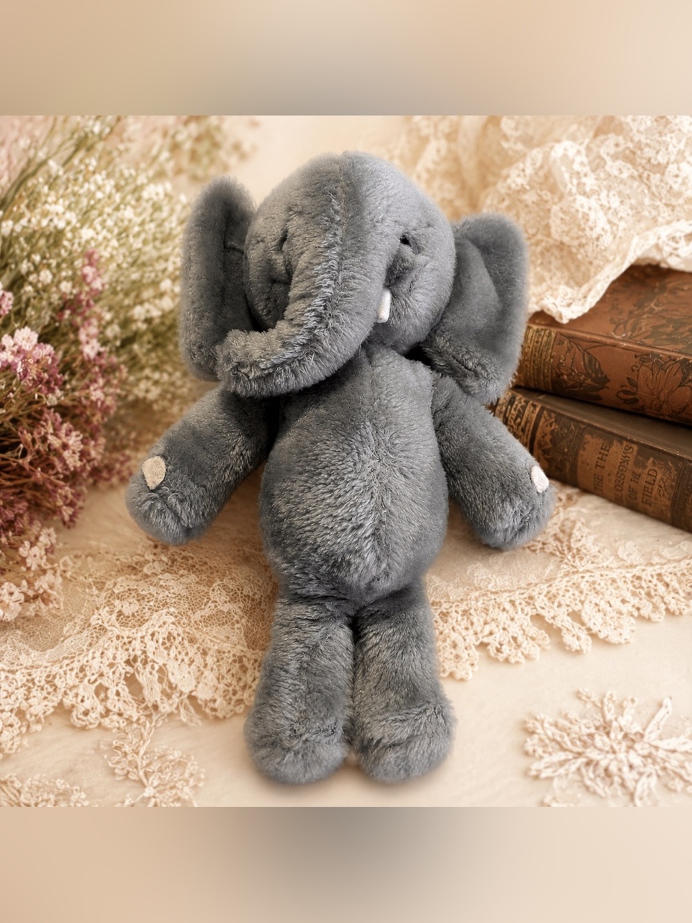 Vintage Tasha Gray Elephant Plush Stuffed Animal 1979 Korea 10” Soft Lovey Dakin